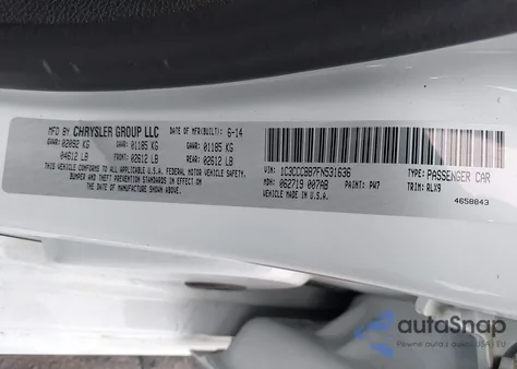 2015 Chrysler 200 S z USA, uszkodzony, nr VIN 1C3CCCBB7FN531636